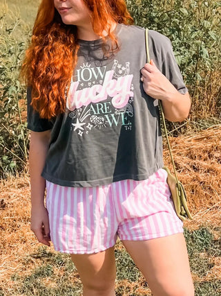 How Lucky Are We Pepper Boxy Tee - Tucked & Threaded