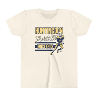 Huntingdon Mustangs Football Ivory Youth Tee - Tucked & Threaded