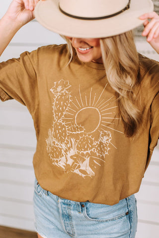 Sunny Cactus Camel Vintage Tee