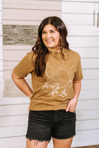 Sunny Cactus Camel Vintage Tee