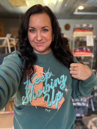 Keep Showing Up Retro Midweight Sweatshirt | Tucked & Threaded - Tucked & Threaded