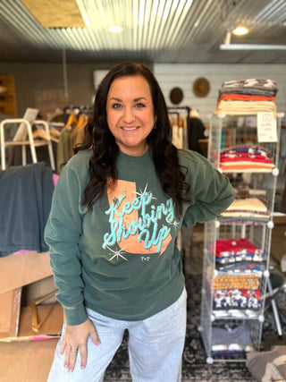 Keep Showing Up Retro Midweight Sweatshirt | Tucked & Threaded - Tucked & Threaded