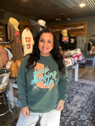 Keep Showing Up Retro Midweight Sweatshirt | Tucked & Threaded - Tucked & Threaded