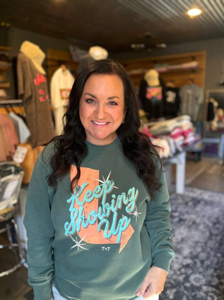 Keep Showing Up Retro Midweight Sweatshirt | Tucked & Threaded - Tucked & Threaded