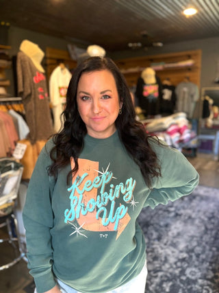 Keep Showing Up Retro Midweight Sweatshirt | Tucked & Threaded - Tucked & Threaded