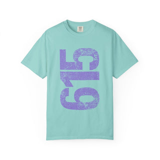 Lavendar 615 Area Code Faded Unisex Tee - Tucked & Threaded