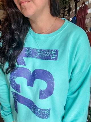Lavendar 731 Area Code Faded Sweatshirt - Tucked & Threaded