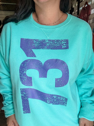Lavendar 731 Area Code Faded Sweatshirt - Tucked & Threaded