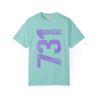 Lavendar 731 Area Code Faded Unisex Tee - Tucked & Threaded