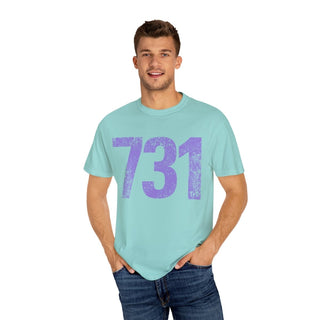 Lavendar 731 Area Code Faded Unisex Tee (Horizontal) - Tucked & Threaded