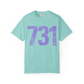 Lavendar 731 Area Code Faded Unisex Tee (Horizontal) - Tucked & Threaded