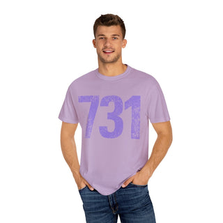 Lavendar 731 Area Code Faded Unisex Tee (Horizontal) - Tucked & Threaded