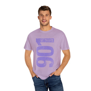 Lavendar 901 Area Code Faded Unisex Tee - Tucked & Threaded