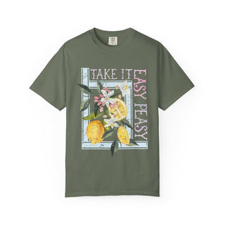 Lemon Graphic Tee - Take It Easy Peasy Unisex T-Shirt for Women - Tucked & Threaded