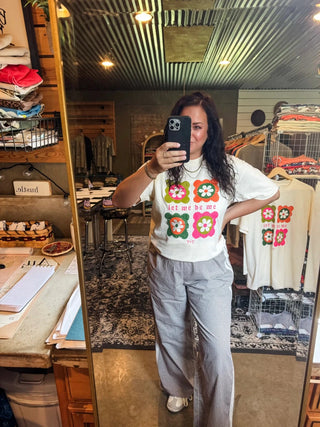 Let Me Be Me Ivory Retro Floral Graphic Unisex Tee - Tucked & Threaded