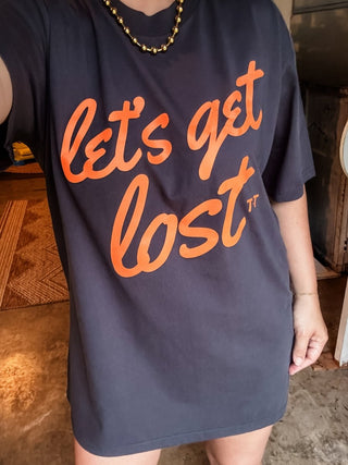 Let's Get Lost Navy Drapey Tee - Tucked & Threaded