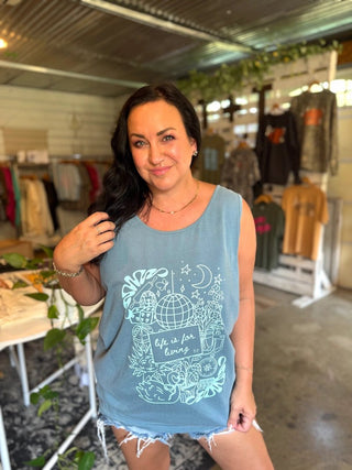 Life is for Living Ice Blue Unisex Tank - Tucked & Threaded