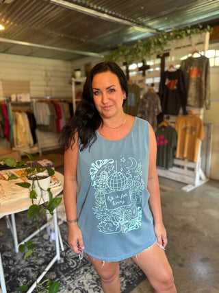 Life is for Living Ice Blue Unisex Tank - Tucked & Threaded