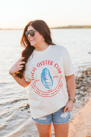 Life's Too Short Oyster Ivory Tee - Tucked & Threaded