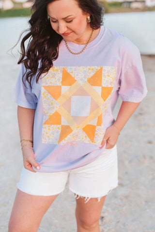 Lilac Quilted Unisex Tee - Tucked & Threaded
