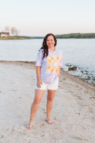 Lilac Quilted Unisex Tee - Tucked & Threaded