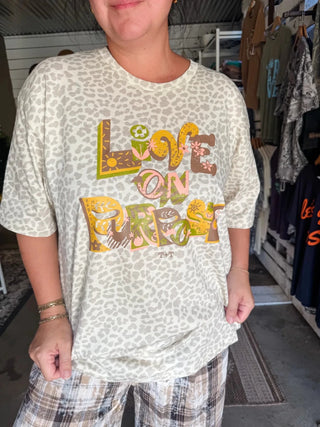 Live on Purpose Natural Leopard Graphic Tee | Tucked & Threaded - Tucked & Threaded