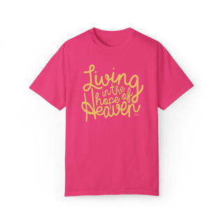 Living in the Hope of Heaven in Gold Unisex Tee - Tucked & Threaded