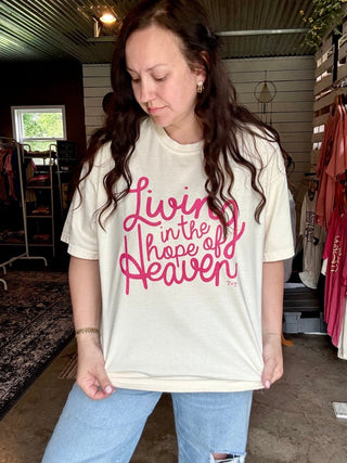 Living in the Hope of Heaven in Magenta Unisex Tee - Tucked & Threaded