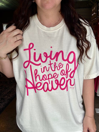 Living in the Hope of Heaven in Magenta Unisex Tee - Tucked & Threaded