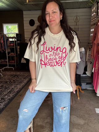 Living in the Hope of Heaven in Magenta Unisex Tee - Tucked & Threaded