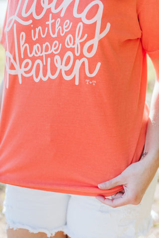 Living in the Hope of Heaven in Soft Pink Unisex Tee (Wholesale) - Tucked & Threaded