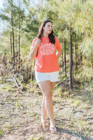 Living in the Hope of Heaven in Soft Pink Unisex Tee (Wholesale) - Tucked & Threaded
