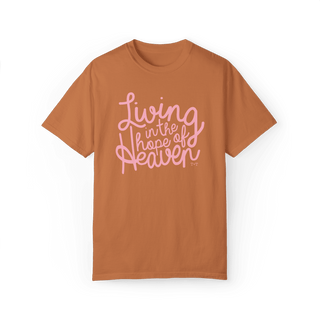 Living in the Hope of Heaven in Soft Pink Unisex Tee (Wholesale) - Tucked & Threaded
