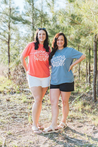 Living in the Hope of Heaven in Soft Pink Unisex Tee (Wholesale) - Tucked & Threaded