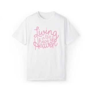 Living in the Hope of Heaven in Soft Pink Unisex Tee (Wholesale) - Tucked & Threaded