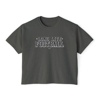Long Live Football Fall Boxy Charcoal Tee - Tucked & Threaded