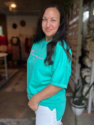 Mama Bright Teal Soft Tuck Top - Tucked & Threaded