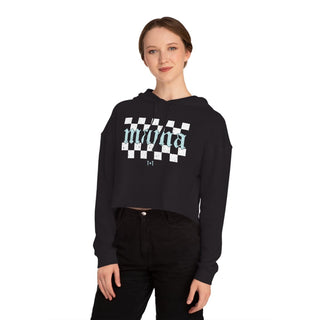Mama Checkered Black Crop Hoodie - Tucked & Threaded