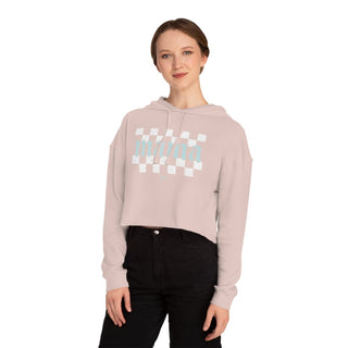 Mama Checkered Blush Crop Hoodie - Tucked & Threaded