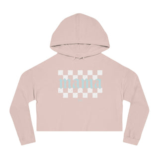 Mama Checkered Blush Crop Hoodie - Tucked & Threaded