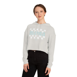 Mama Checkered Bone Crop Hoodie - Tucked & Threaded