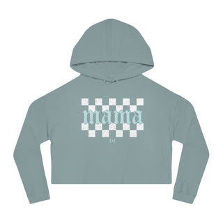 Mama Checkered Sage Crop Hoodie - Tucked & Threaded