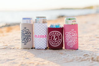 Mama Checkered Tall Can Cooler (Wholesale) - Tucked & Threaded