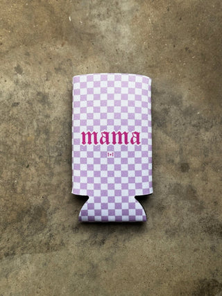 Mama Checkered Tall Can Cooler (Wholesale) - Tucked & Threaded