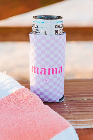 Mama Checkered Tall Can Cooler (Wholesale) - Tucked & Threaded