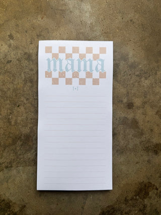 Mama Checkered White Notepad (Wholesale) - Tucked & Threaded