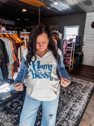Mama Knows Best Denim Colorblocked Ladies' Pullover - Tucked & Threaded