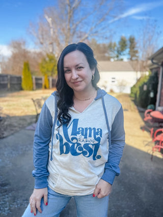 Mama Knows Best Denim Colorblocked Ladies' Pullover - Tucked & Threaded