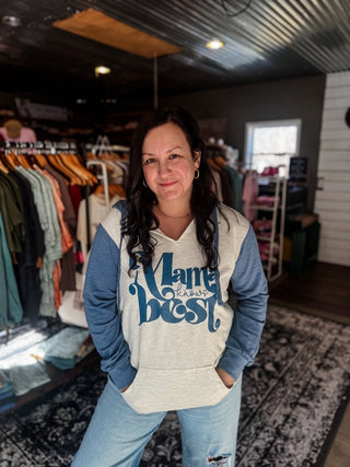 Mama Knows Best Denim Colorblocked Ladies' Pullover - Tucked & Threaded