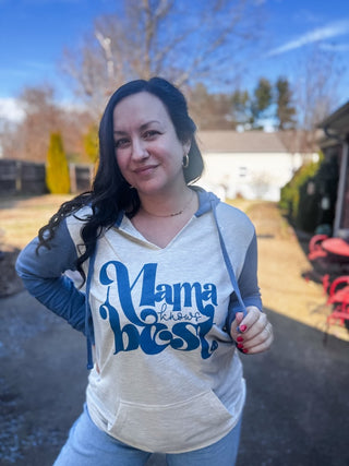 Mama Knows Best Denim Colorblocked Ladies' Pullover - Tucked & Threaded